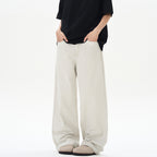 Pure Cotton Stone-washed Casual Straight-leg Men's Solid Loose Pants