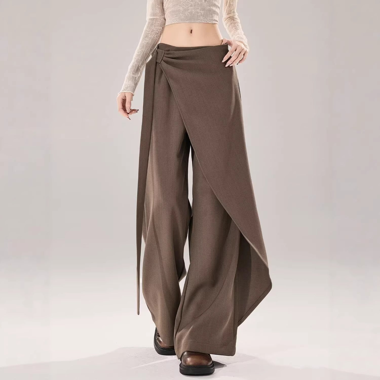 Mid-to-High Waist Straight-Leg Trousers