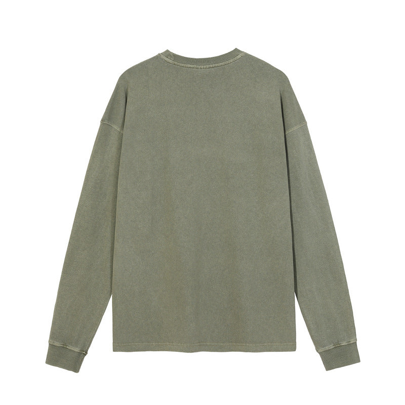 Heavyweight Washed Distressed Vintage Long Sleeve T-Shirt