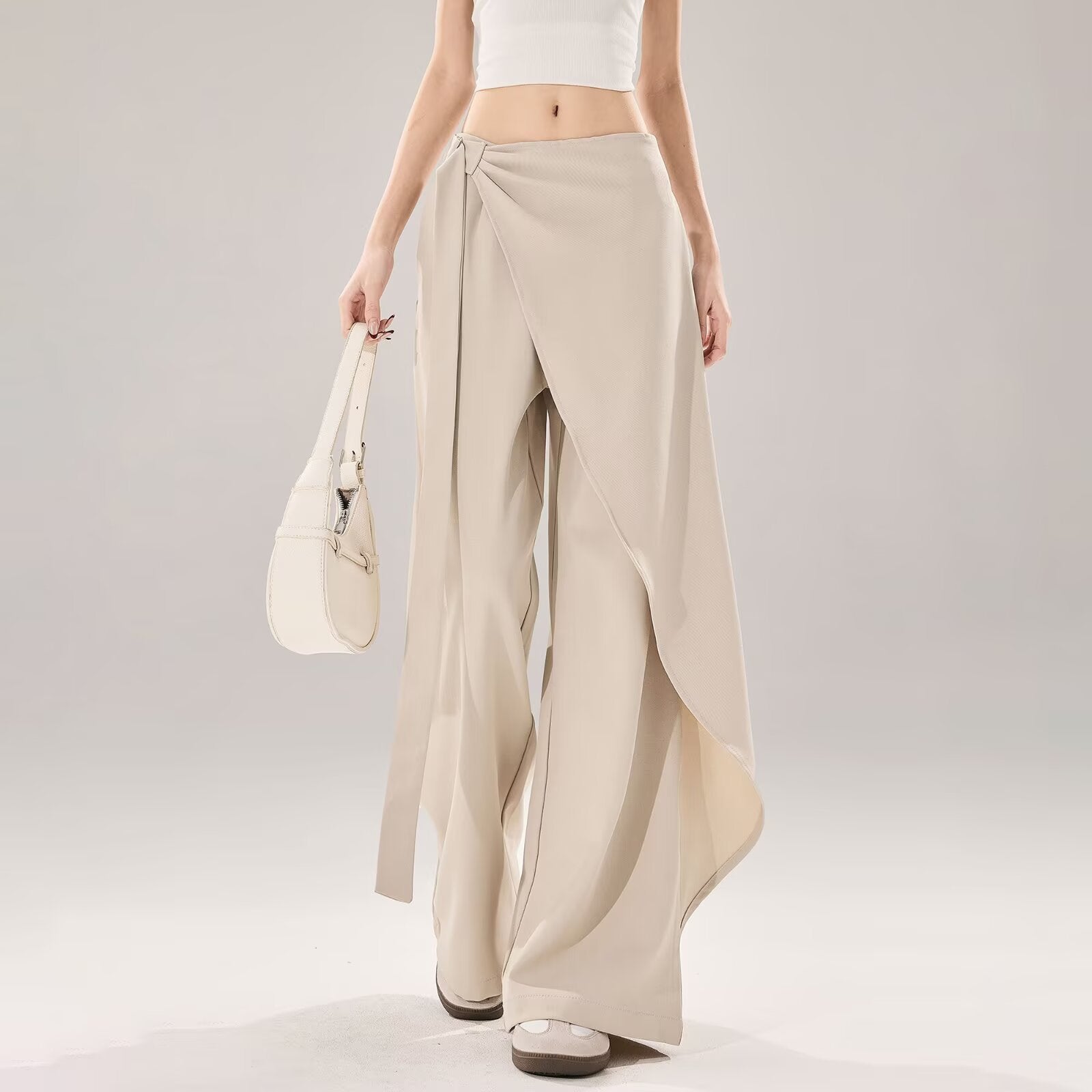 Mid-to-High Waist Straight-Leg Trousers