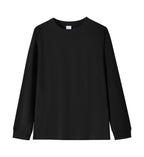 Solid-color Heavyweight Pure Cotton Crew-neck Long-sleeve T-shirt For Women