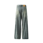 American-style Vintage Distressed Striped Patchwork Jeans
