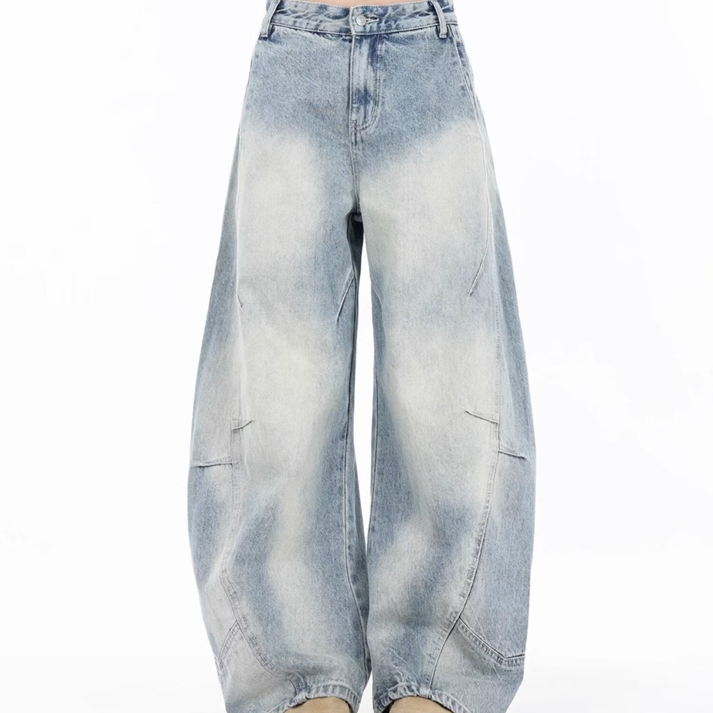 Vintage Distressed Straight Wide Leg Jeans