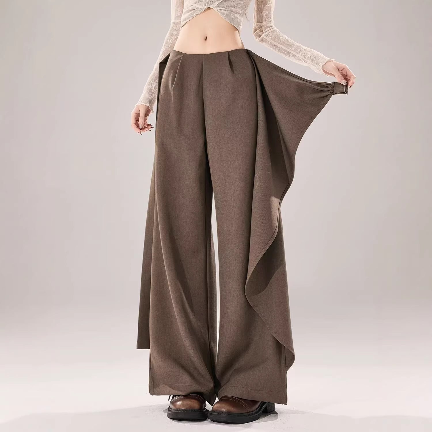 Mid-to-High Waist Straight-Leg Trousers