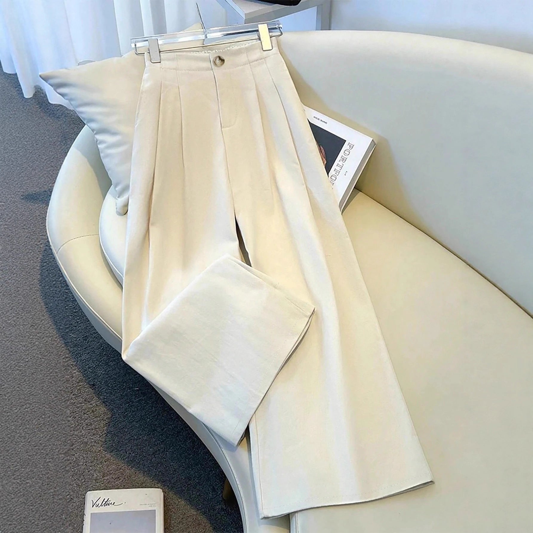 Apricot Mid-Rise Wide-Leg Pants