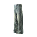 American-style Vintage Distressed Striped Patchwork Jeans