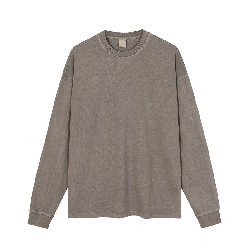 Heavyweight Washed Distressed Vintage Long Sleeve T-Shirt
