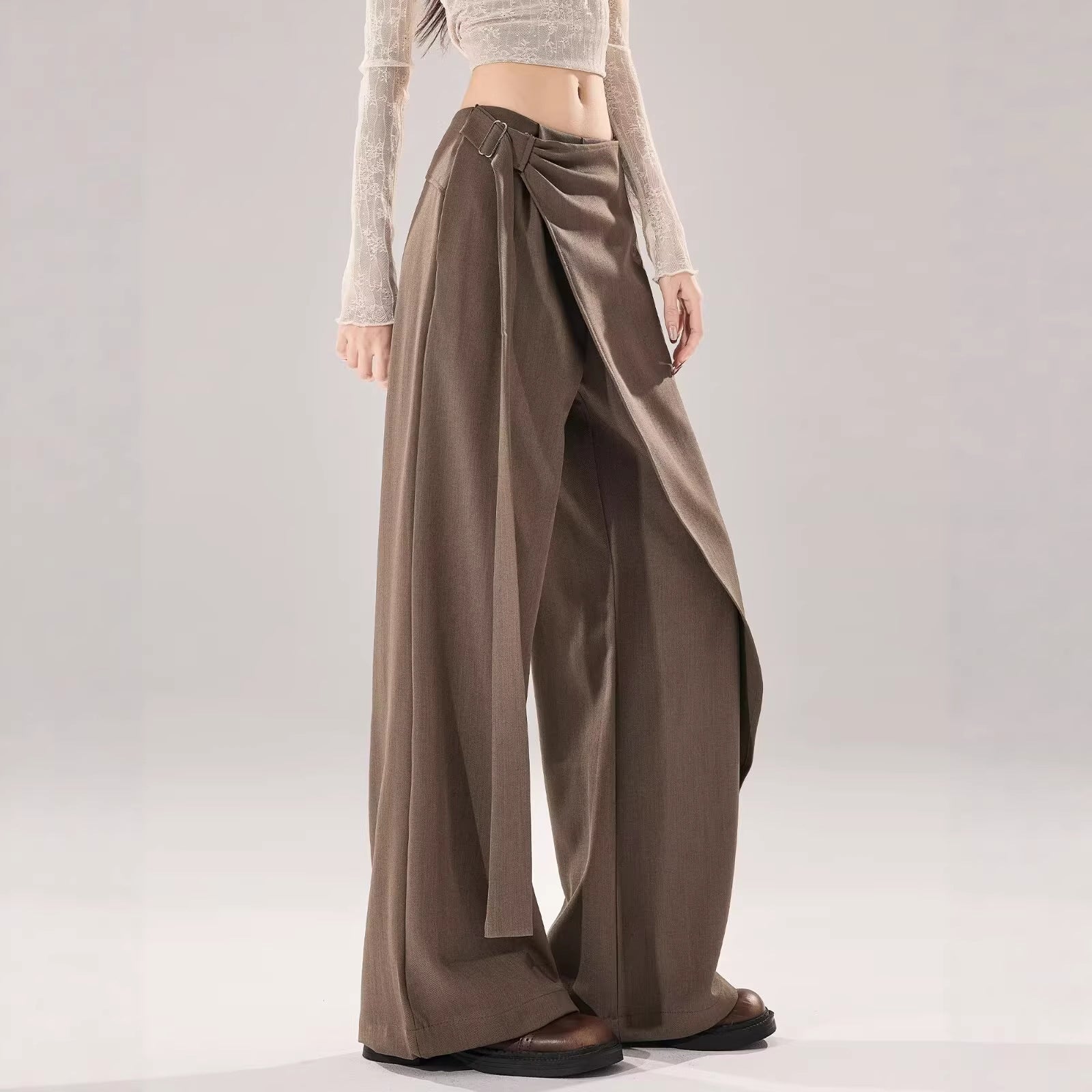 Mid-to-High Waist Straight-Leg Trousers