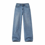 Mens Straight-Leg Relaxed-Fit Vintage Denim Jeans In American Style