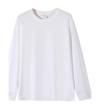 Solid-color Heavyweight Pure Cotton Crew-neck Long-sleeve T-shirt For Women