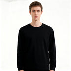 Solid-color Heavyweight Pure Cotton Crew-neck Long-sleeve T-shirt For Women