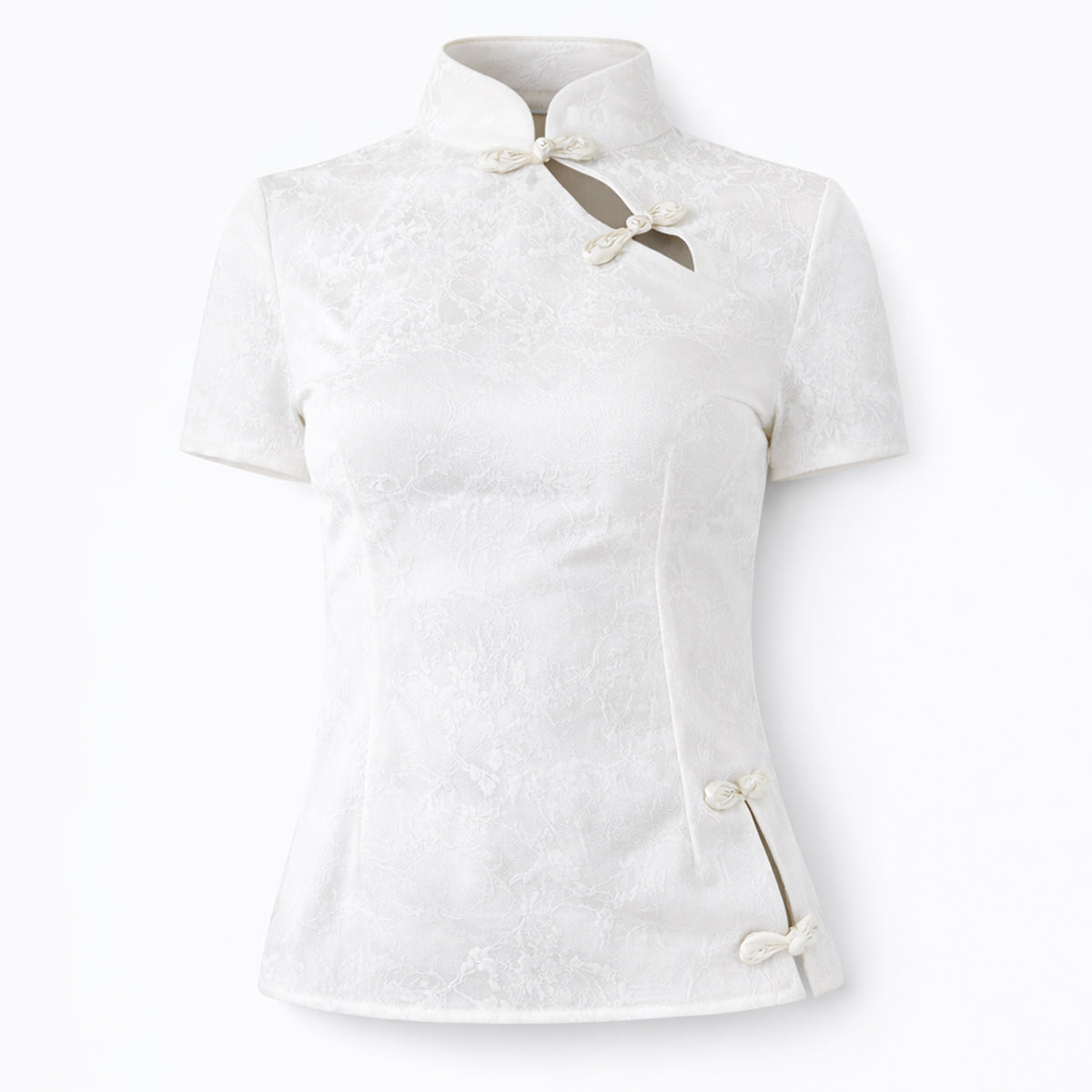 Elegant White Mandarin Collar Top