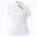 Elegant White Mandarin Collar Top
