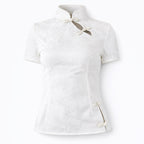 Elegant White Mandarin Collar Top