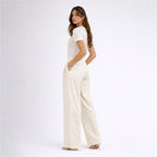 Apricot Mid-Rise Wide-Leg Pants