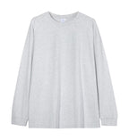 Solid-color Heavyweight Pure Cotton Crew-neck Long-sleeve T-shirt For Women