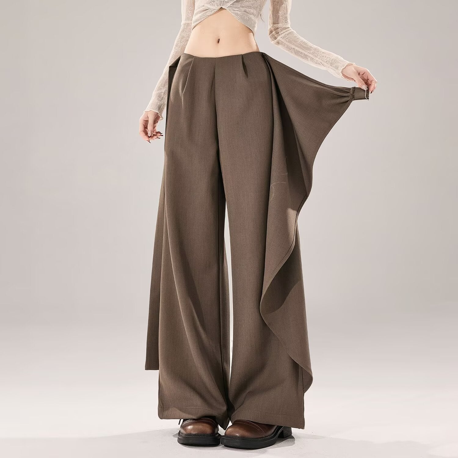 Mid-to-High Waist Straight-Leg Trousers