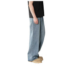 Mens Straight-Leg Relaxed-Fit Vintage Denim Jeans In American Style