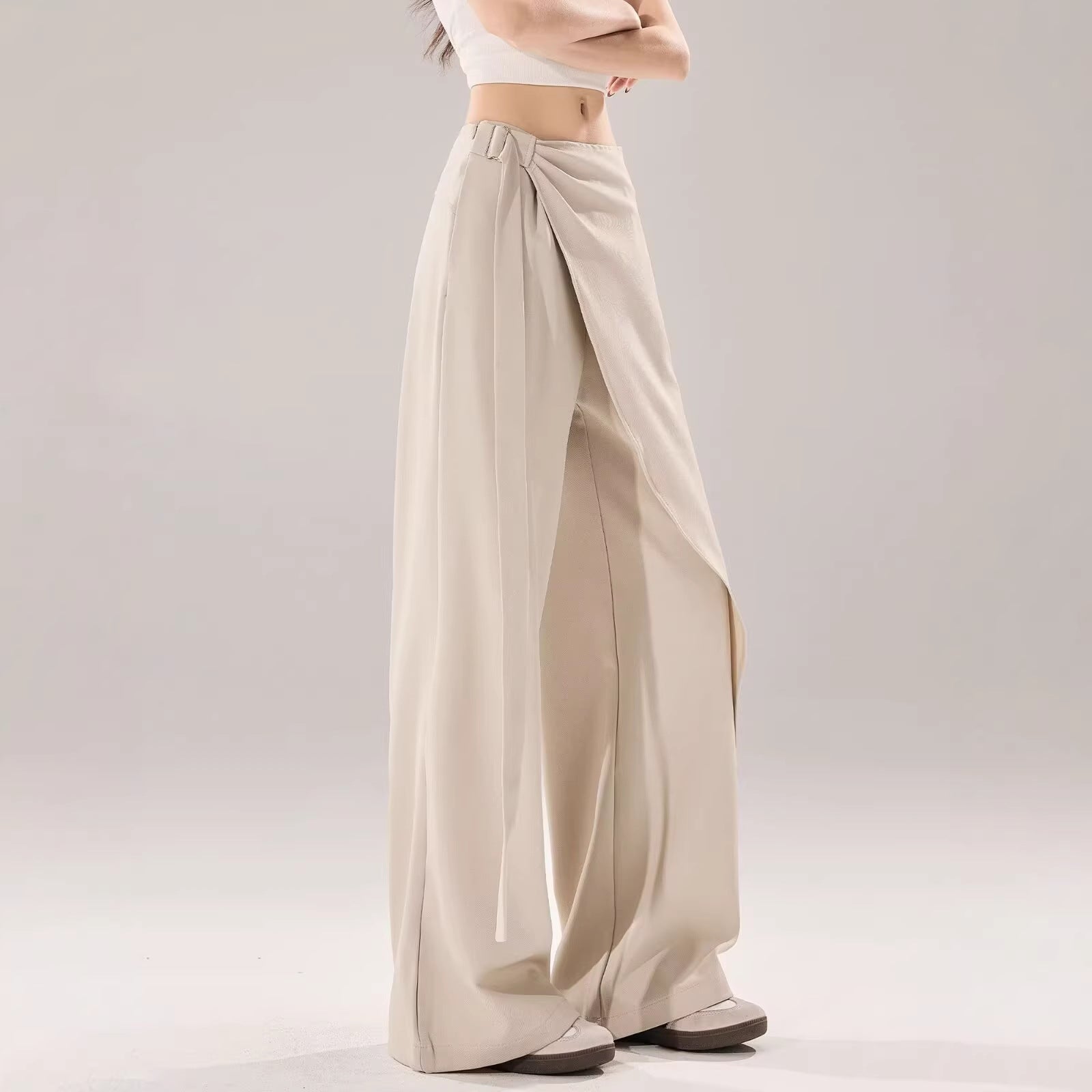 Mid-to-High Waist Straight-Leg Trousers