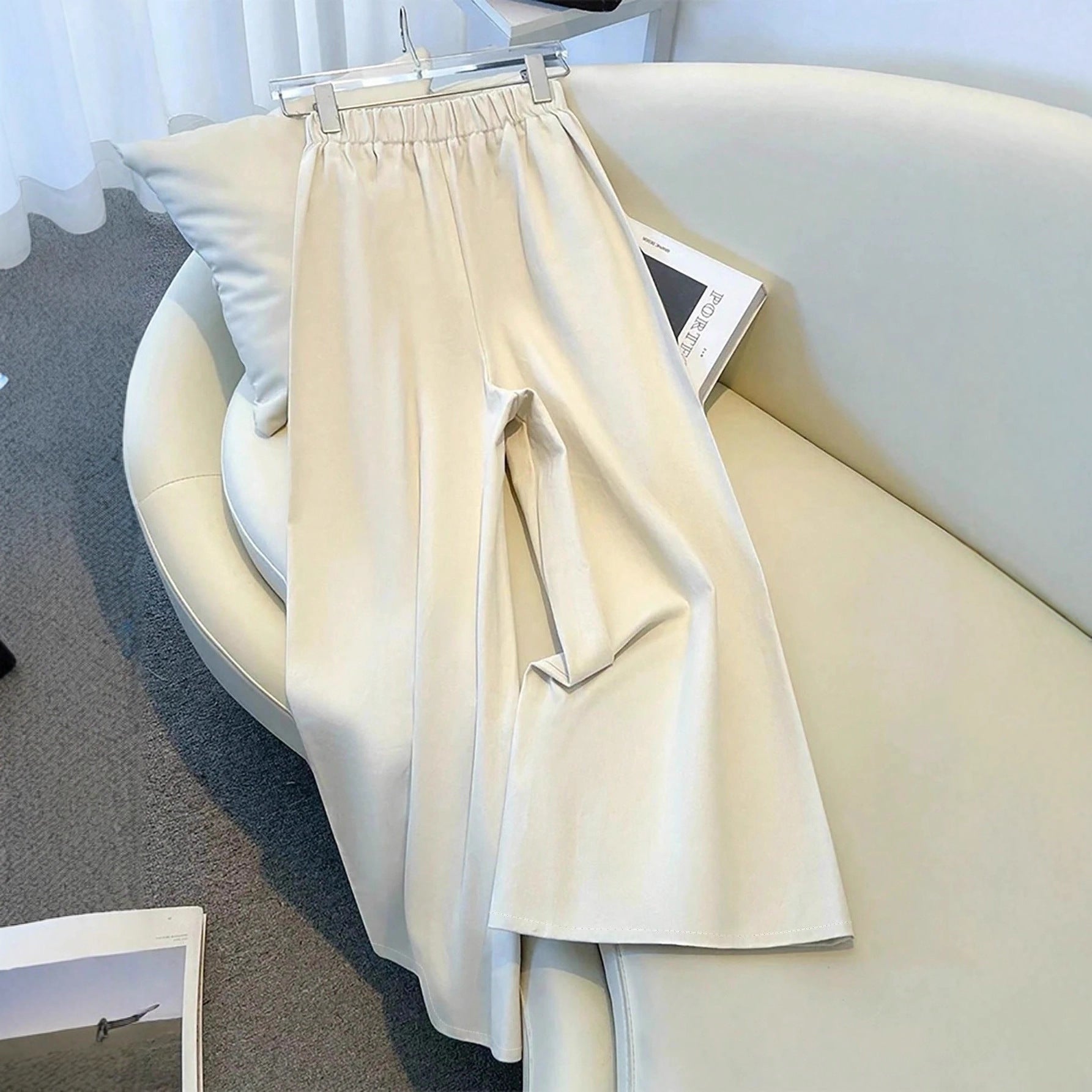 Apricot Mid-Rise Wide-Leg Pants