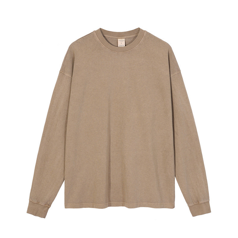 Heavyweight Washed Distressed Vintage Long Sleeve T-Shirt