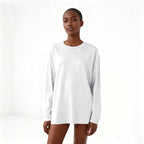Solid-color Heavyweight Pure Cotton Crew-neck Long-sleeve T-shirt For Women