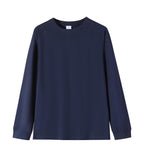 Solid-color Heavyweight Pure Cotton Crew-neck Long-sleeve T-shirt For Women