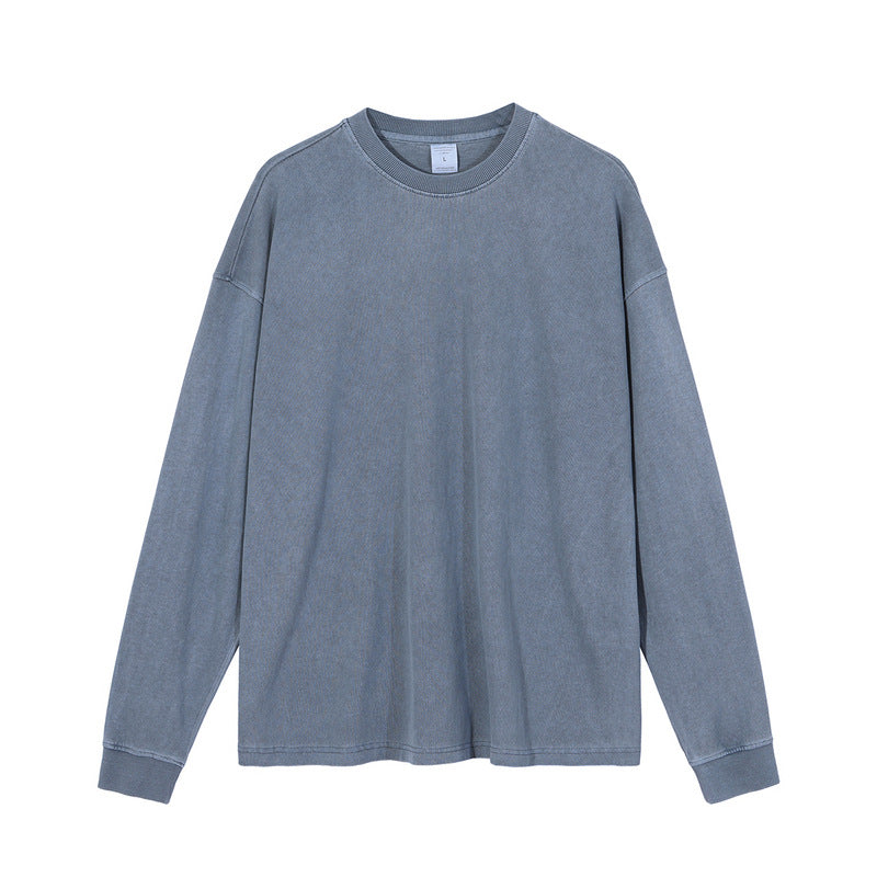 Heavyweight Washed Distressed Vintage Long Sleeve T-Shirt