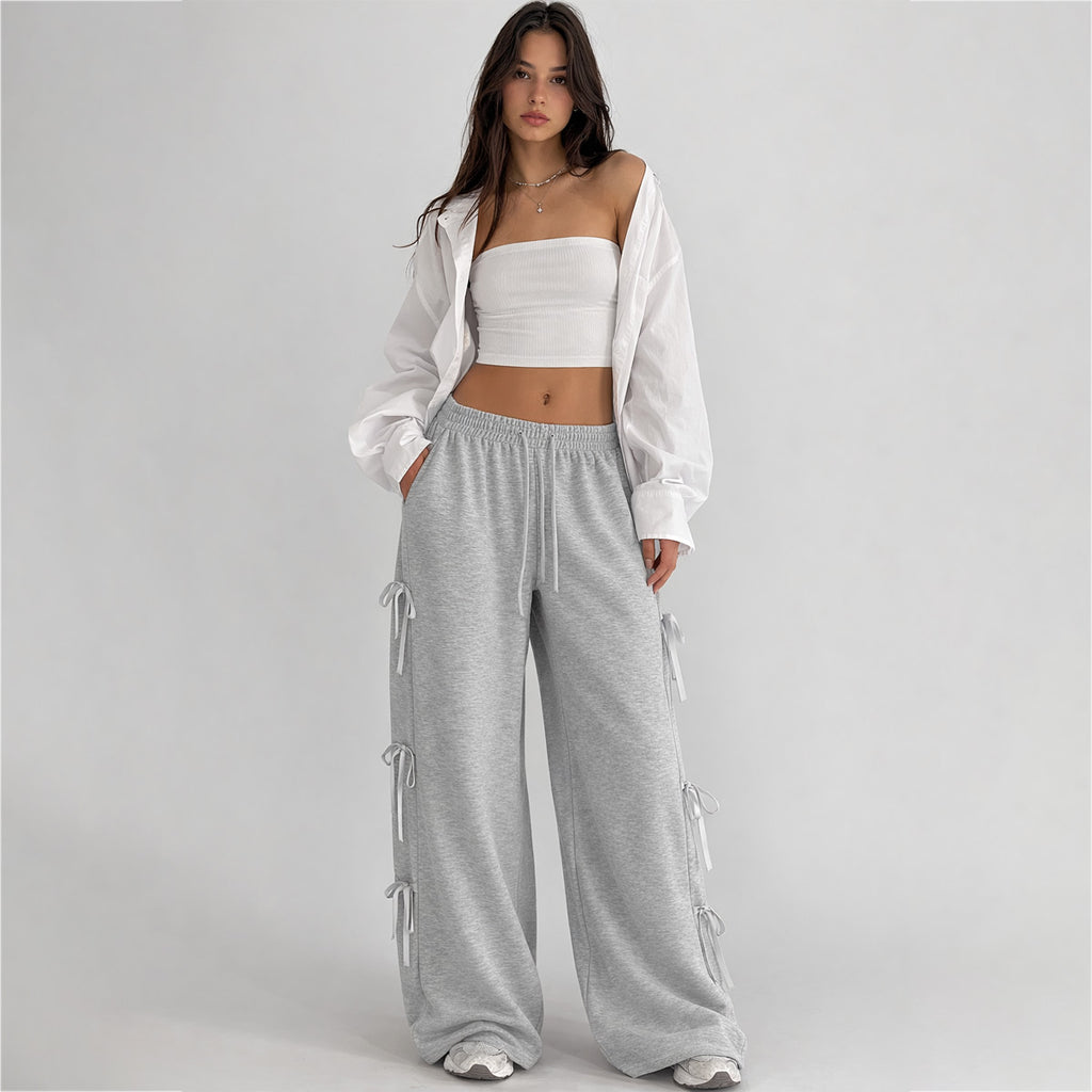 Gray High-Waist Loose Fit Trousers